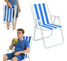 Chaise de Plage Pliable en Aluminium – Transat Léger à Rayures