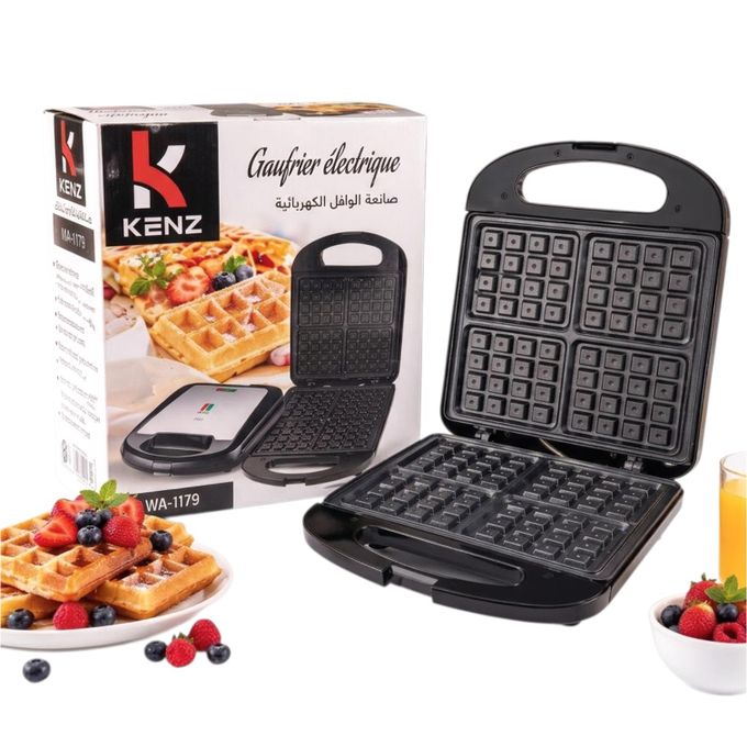 Gaufrier Électrique KENZ 1200 W – 4 Gaufres Carrées