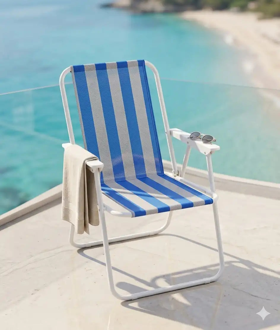 Chaise de Plage Pliable en Aluminium – Transat Léger à Rayures