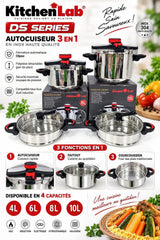 Cocotte facile  3 en 1 KITCHEN LAB Series en Inox 304 – 4 à 8 L