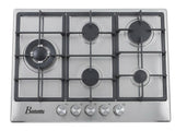 Table de Cuisson à Gaz BONOMI 5 Feux – 76 × 50 cm, Inox et Grilles en Fonte