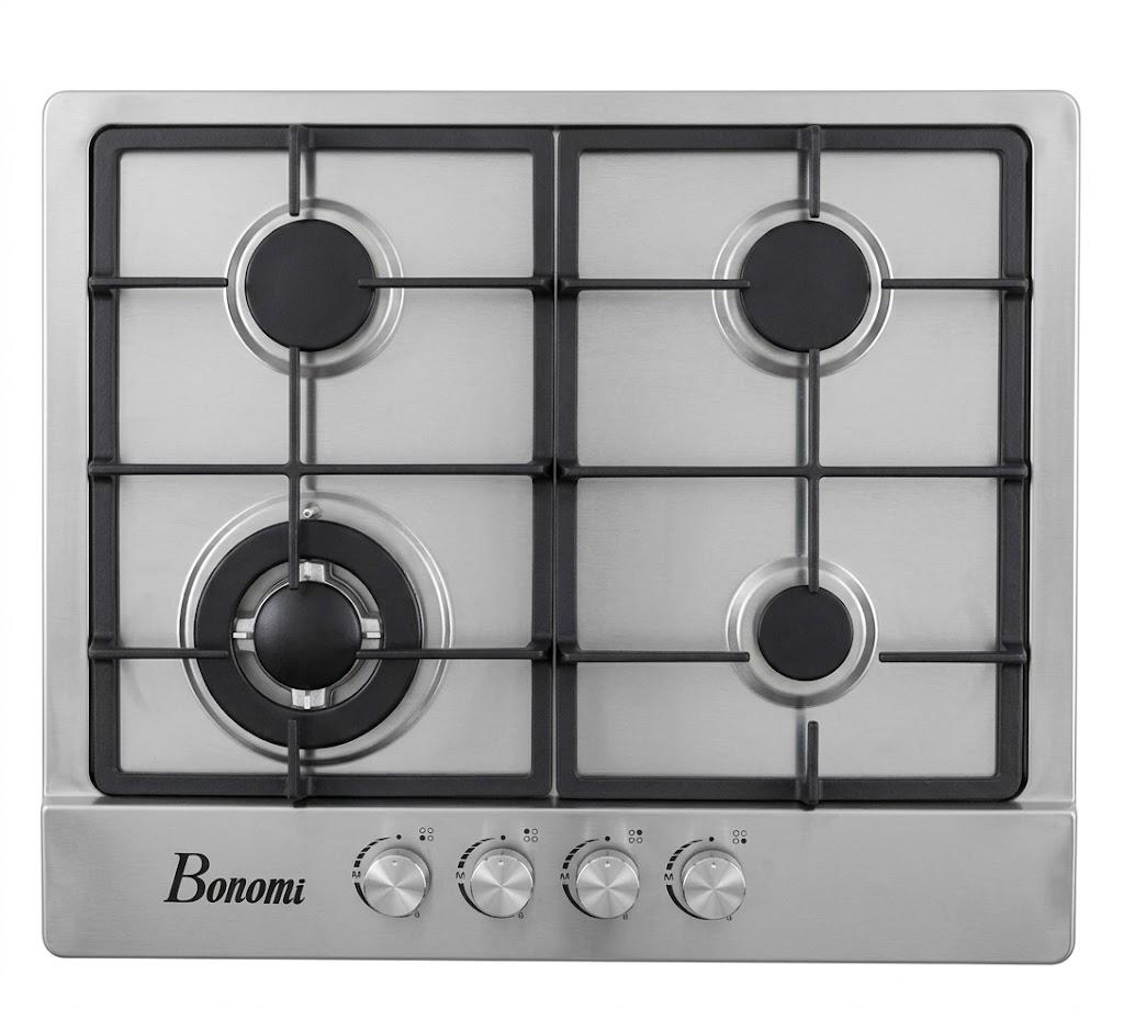 Table de Cuisson à Gaz BONOMI 4 Feux – 60 × 50 cm, Grilles en Fonte