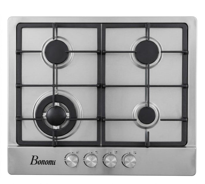 Table de Cuisson à Gaz BONOMI 4 Feux – 60 × 50 cm, Grilles en Fonte