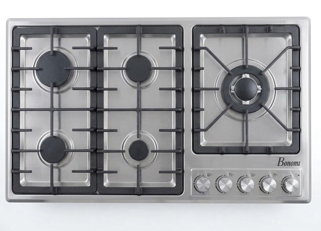 Table de Cuisson à Gaz BONOMI 5 Feux – 86 × 50 cm, Grilles en Fonte