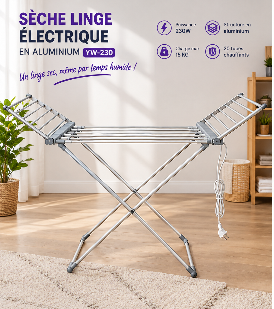 Sèche-Linge Électrique en Aluminium Pliable 230 W – YW-230
