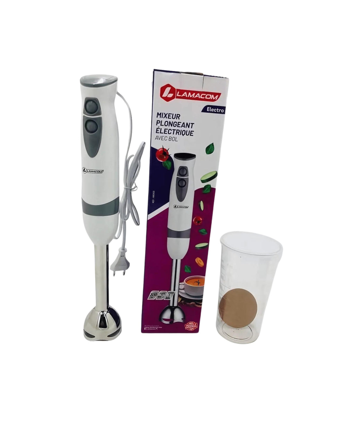 Mixeur Plongeant LAMACOM 300W avec Bol de 600 ml