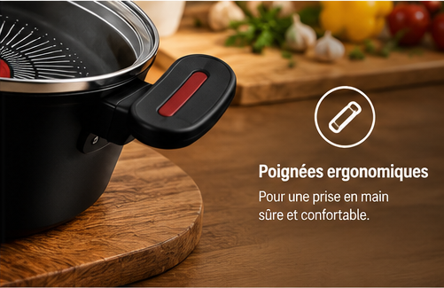 Faitout Elite en Aluminium Forgé avec Couvercle en Verre – Technologie Red Spot, 20 à 26 cm