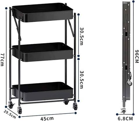 Chariot à Légumes en Métal Pliable – 3 Étages, Rangement Multifonction